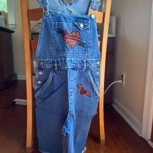 Vintage Embroidered Denim Overall Shorts